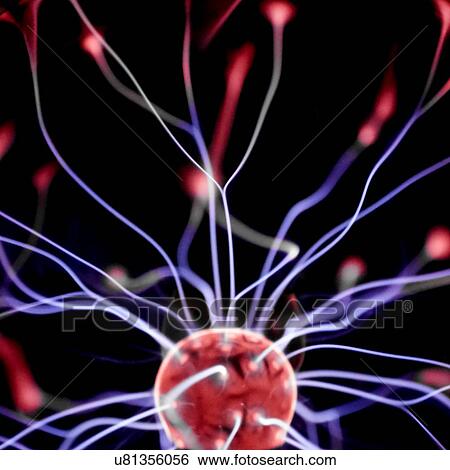 Stock Illustration - Plasma ball against a black background.. Fotosearch