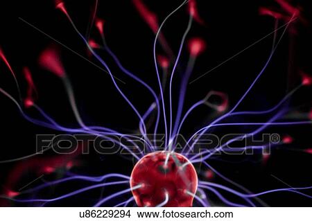 Stock Illustration - Plasma ball against a black background.. Fotosearch
