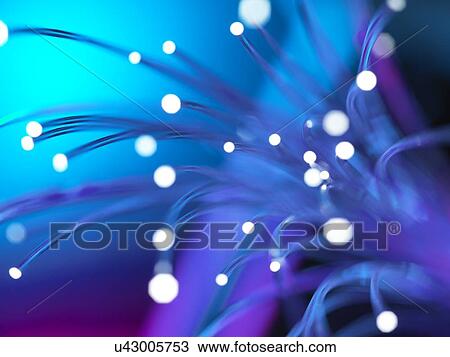 Drawing - PROPERTY RELEASED. Fibre optics shooting out of a computer screen.. Fotosearch