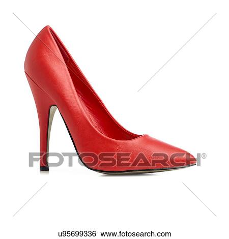 Stock Illustration - Red stiletto shoe against a white background.. Fotosearch
