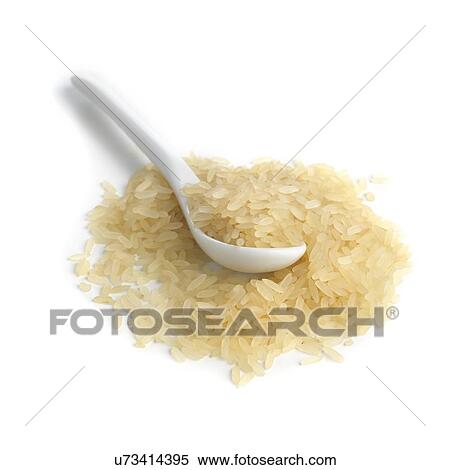 Rice and a spoon against a white background. View Large Illustration Stock Illustration - Rice and a spoon against a white background.. Fotosearch