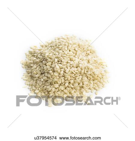 Stock Illustration - Sesame seeds against a white background.. Fotosearch