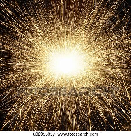 Sparkler and sparks, close up. View Large Illustration Stock Illustration - Sparkler and sparks, close up.. Fotosearch