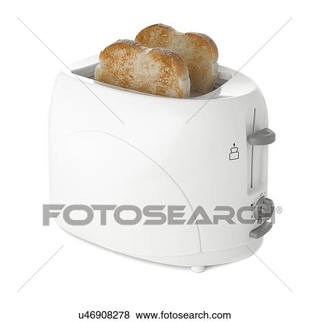 Toaster with toast against a white background. View Large Illustration Stock Illustration - Toaster with toast against a white background.. Fotosearch
