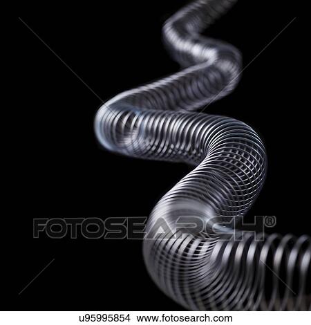 Stock Illustration - Transverse wave in a slinky spring. In transverse (or shear) waves the displacement is at right angles to the direction of propagation.. Fotosearch