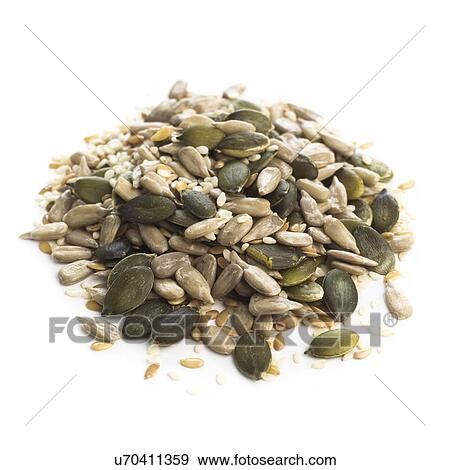 Stock Illustration - Various seeds against a white background.. Fotosearch