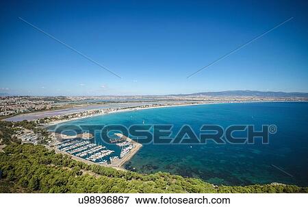 Stock Photo - Aerial view of harbour, Cagliari, Sardinia, Italy. Fotosearch