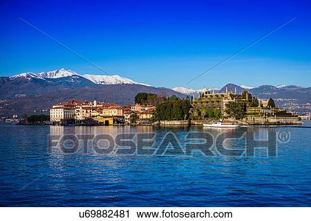 Stock Image - An island on Lake Maggiore, Italy. Fotosearch