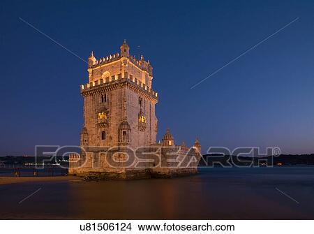 Belem Tower at night, Lisbon, Portugal View Large Photo Image Picture - Belem Tower at night, Lisbon, Portugal. Fotosearch