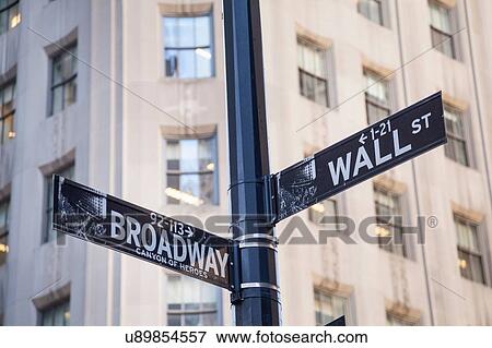 Broadway and Wall St., street sign, New York, USA View Large Photo Image Stock Photo - Broadway and Wall St., street sign, New York, USA. Fotosearch