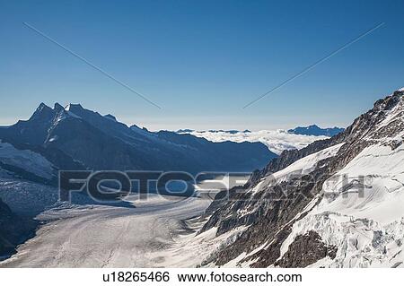 Elevated view of Aletsch glazier, Canton Bern, Switzerland View Large Photo Image Stock Photograph - Elevated view of Aletsch glazier, Canton Bern, Switzerland. Fotosearch