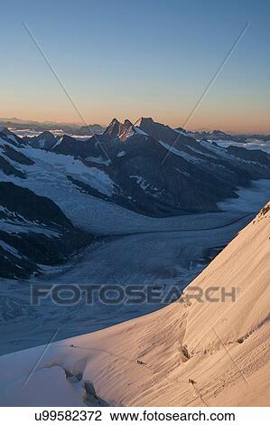 Elevated view of Swiss Alps from Jungfrau at sunrise, Canton Bern, Switzerland View Large Photo Image Stock Image - Elevated view of Swiss Alps from Jungfrau at sunrise, Canton Bern, Switzerland. Fotosearch