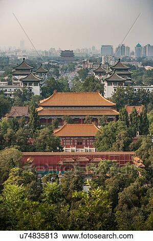 Stock Image - Elevated view of the Forbidden City, Beijing, China. Fotosearch
