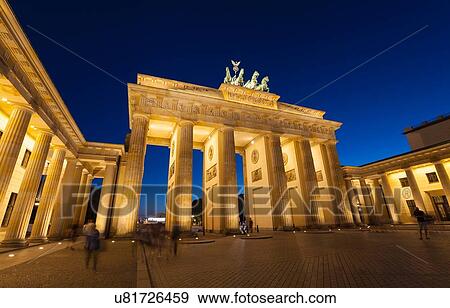 Floodlit Brandenburg Gate at night, Berlin, Germany View Large Photo Image Stock Photo - Floodlit Brandenburg Gate at night, Berlin, Germany. Fotosearch