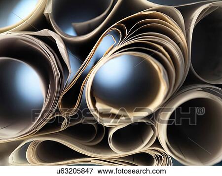 Stock Photo - Full frame view through rolled up architectural drawings. Fotosearch