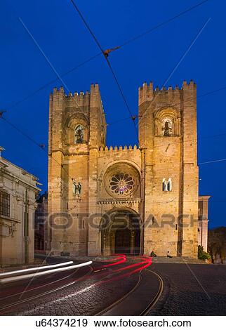 Lisbon cathedral at night, Lisbon, Portugal View Large Photo Image Stock Photo - Lisbon cathedral at night, Lisbon, Portugal. Fotosearch
