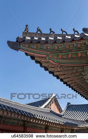 Low angle view of corner of pagoda roofs, Korea, Seoul View Large Photo Image Stock Photo - Low angle view of corner of pagoda roofs, Korea, Seoul. Fotosearch