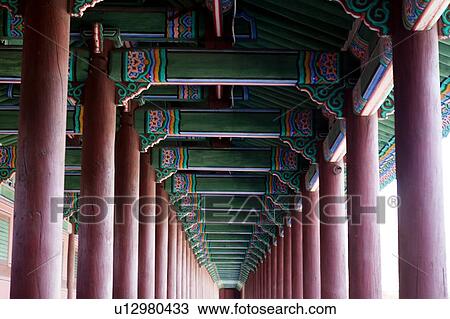 Low angle view of pillars and pagoda ceiling, Korea, Seoul View Large Photo Image Stock Image - Low angle view of pillars and pagoda ceiling, Korea, Seoul. Fotosearch