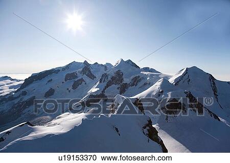 Stock Image - Swiss Alps in winter, Canton Wallis, Switzerland. Fotosearch