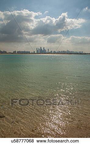 Villas of Palm Jumeira Island in front of skyline, Dubai, United Arab Emirates View Large Photo Image Stock Photo - Villas of Palm Jumeira Island in front of skyline, Dubai, United Arab Emirates. Fotosearch