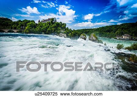 Stock Photography - White water waterfall at Rheinfall, Switzerland. Fotosearch