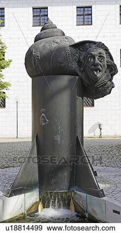 Stock Illustration - "Albert Einstein, bronze fountain, Ulm". Fotosearch