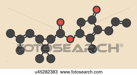 Drawing - Allethrin pyrethroid insecticide molecule. Fotosearch