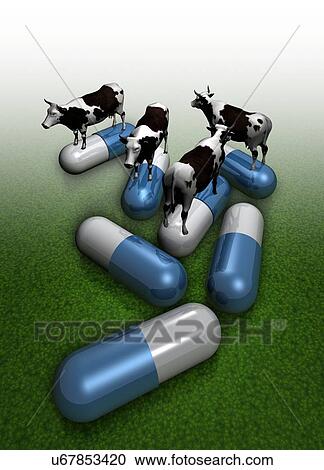 Clipart - "Antibiotics in farming, Illustration". Fotosearch