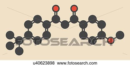 Stock Illustration - Avobenzone sunscreen molecule. Fotosearch