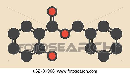 Stock Illustration - Benzyl salicylate molecule. Fotosearch