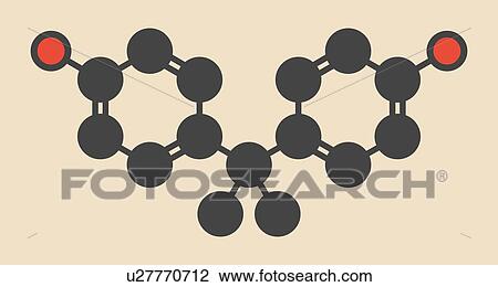 Drawing - Bisphenol molecule. Fotosearch
