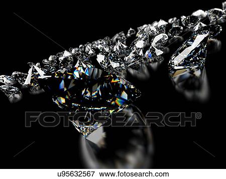 Stock Illustration - "Diamond on black background, Illustration". Fotosearch