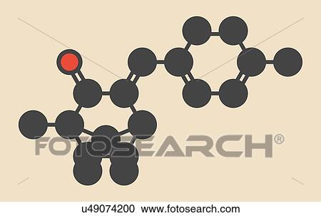 Clipart - Enzacamene sunscreen molecule. Fotosearch