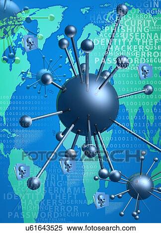 "Global cyber hacking, Illustration" View Large Illustration Stock Illustration - "Global cyber hacking, Illustration". Fotosearch