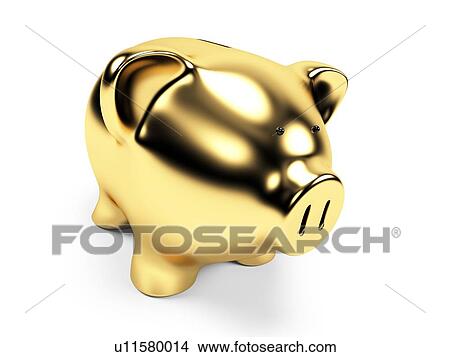 "Gold piggy bank, Illustration" View Large Illustration Stock Illustration - "Gold piggy bank, Illustration". Fotosearch