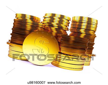 "Golden US dollar coins, Illustration" View Large Illustration Stock Illustration - "Golden US dollar coins, Illustration". Fotosearch