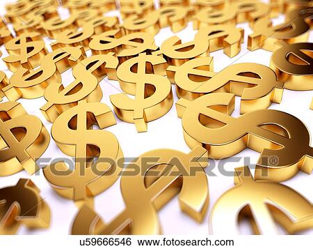 Stock Illustration - "Golden US dollar signs, Illustration". Fotosearch