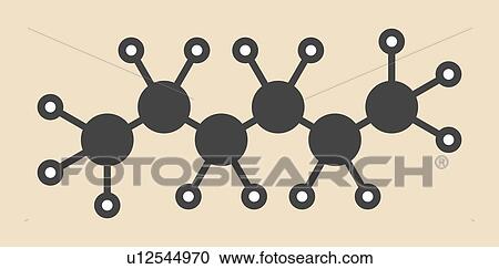 Clipart - Hexane alkane molecule. Fotosearch