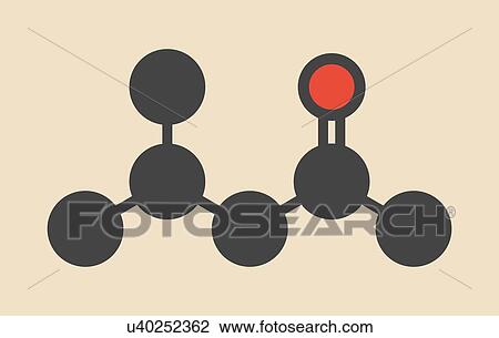Drawing - Methyl isobutyl ketone molecule. Fotosearch