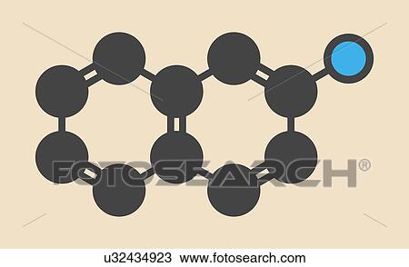 Drawing - Naphthylamine carcinogen molecule. Fotosearch