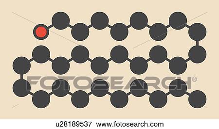 Stock Illustration - Octacosanol plant wax component molecule. Fotosearch