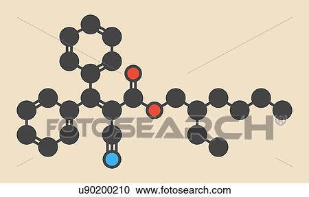Clipart - Octocrylene sunscreen molecule. Fotosearch