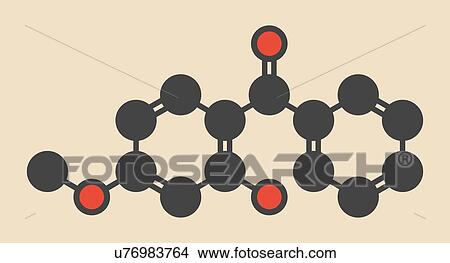 Stock Illustration - Oxybenzone sunscreen molecule. Fotosearch