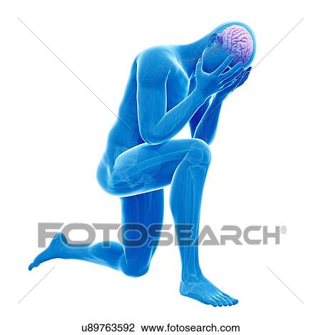 "Person kneeling, Illustration" Drawing | u89763592 | Fotosearch