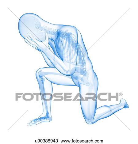"Person kneeling, Illustration" Drawing | u90385943 | Fotosearch