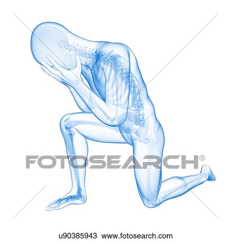 "Person kneeling, Illustration" Drawing | u90385943 | Fotosearch