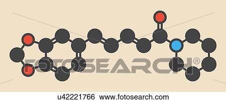 Piperine black pepper molecule View Large Illustration Stock Illustration - Piperine black pepper molecule. Fotosearch