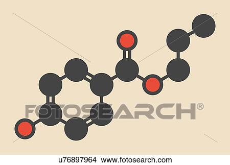 Stock Illustration - Propyl paraben preservative molecule. Fotosearch