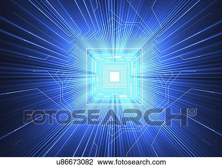 Drawing - "Quantum computer, electronic circuitry". Fotosearch
