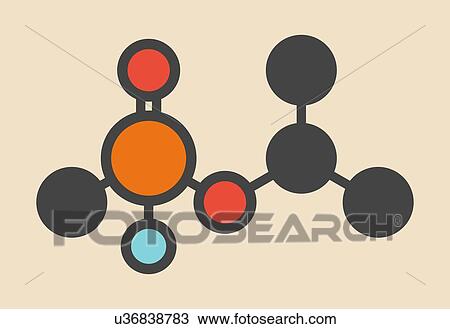 Drawing - Sarin nerve agent molecule. Fotosearch